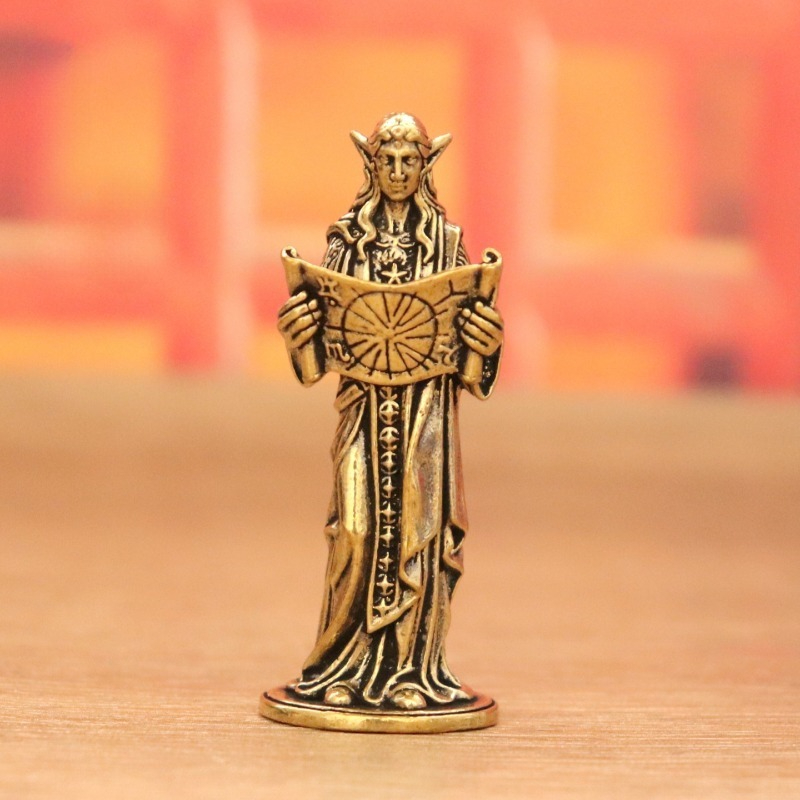 Vintage Collectible Ornaments - Patung Elf Nabi Kuningan Antik, Patung