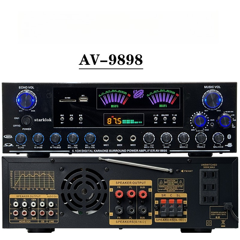 AV-9898BT Amplifier Daya 5.1 S - Tube Amplifier Part ulasan dan harga