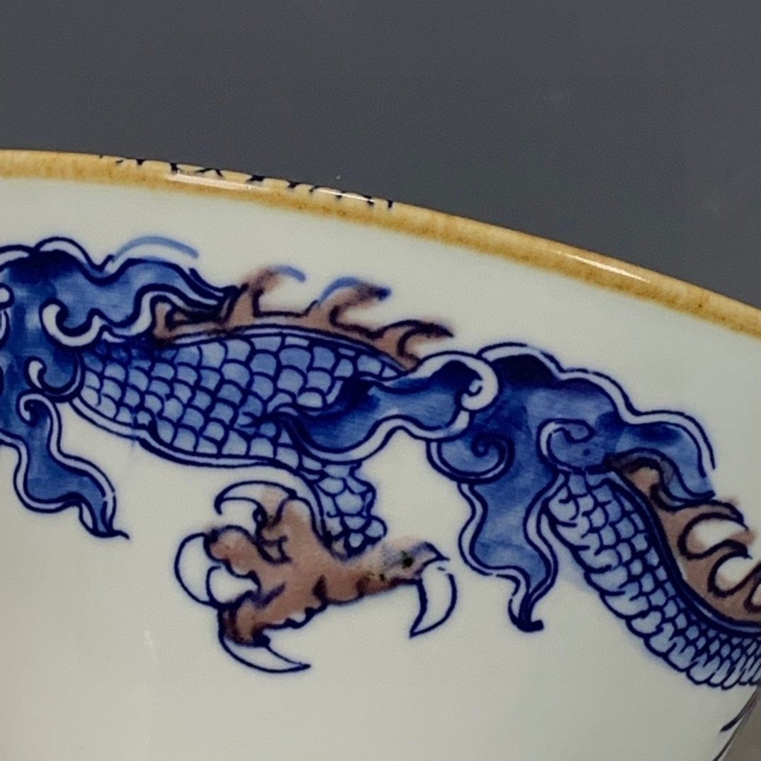 Mangkuk Porselen Biru & Merah  - Vintage Collectible Pottery ulasan dan harga
