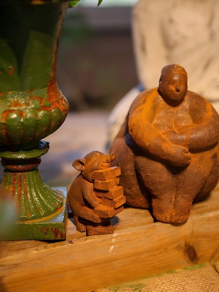 Patung Babi Besi Cor Rustic ya - Vintage Collectible Ornaments ulasan dan harga