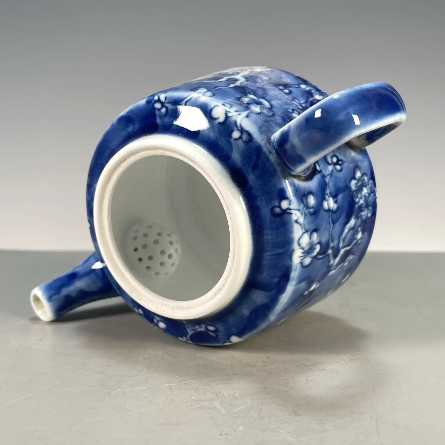Teko Teh Porselen Datar Biru P - Vintage Collectible Pottery ulasan dan harga