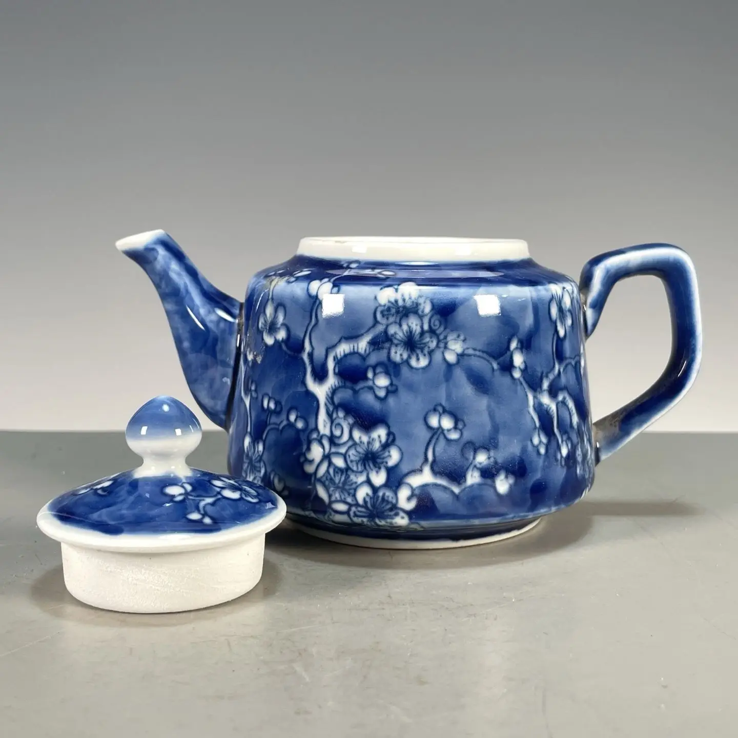 Teko Teh Porselen Datar Biru P - Vintage Collectible Pottery ulasan dan harga